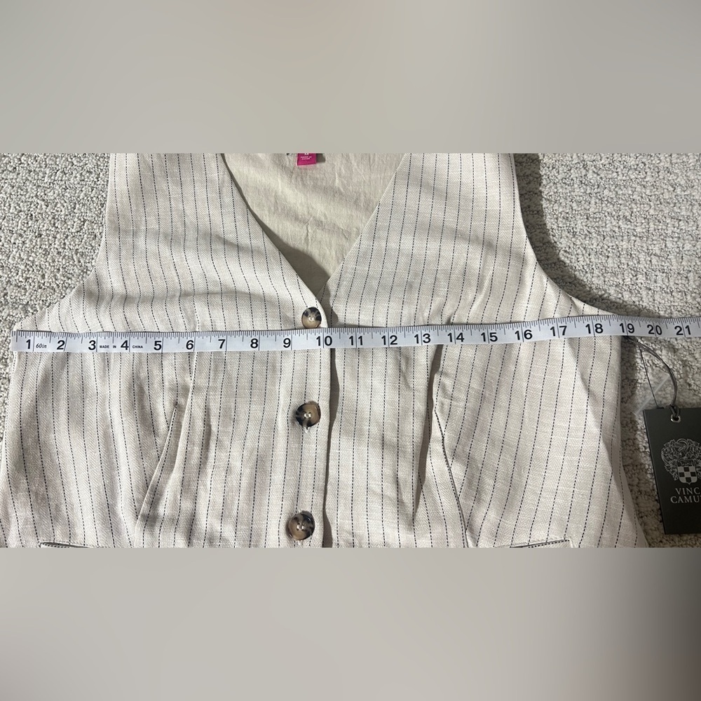 Vince Camuto Almond and black Pinstripe Vest - Picture 7 of 10